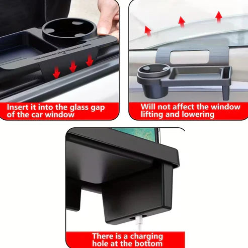 Car armrest with built-in mobile phone holder and cup holder, compatible with various vehicle models.