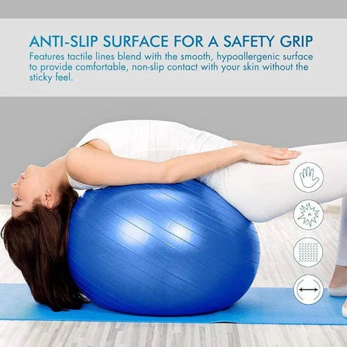 LORDEX gym ball for fitness, blue exercise ball used for core workouts and balance training in home or gym settings