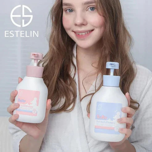 Gentle 2-in-1 baby wash and shampoo from My Store, original formula, with a mild, tear-free design for infants' delicate skin.