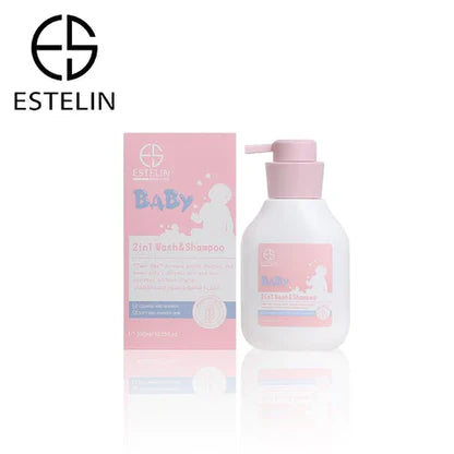 Gentle 2-in-1 baby wash and shampoo bottle from My Store with soft, child-friendly design and easy-to-use pump for delicate skin.
