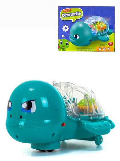 Cute turtle toy with a soft, colorful shell and friendly face, perfect for children or playful decor.