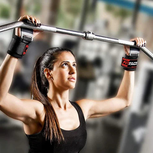 LORDEX Fitness lifting hook straps shown in black, designed for weightlifting and strength training exercises.