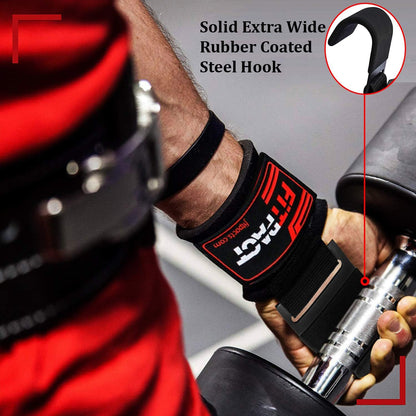 LORDEX fitness lifting hook straps with padded grips and adjustable straps for weightlifting and strength training.