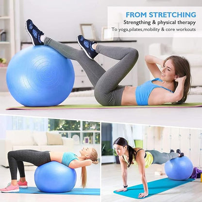 LORDEX fitness gym ball by My Store, blue exercise ball for core workouts and stability training.
