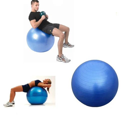 LORDEX gym ball for fitness, blue exercise ball on a wooden floor, used for core workouts and stability training