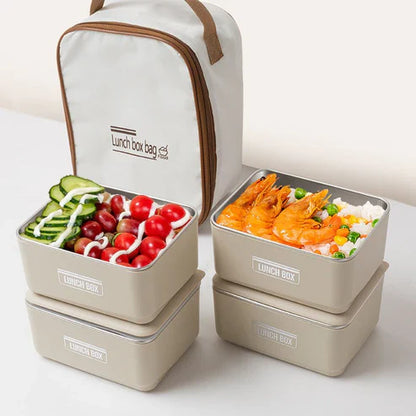 My Store lunch box set with insulated carry bag featuring multiple containers and a secure zipper closure for portable meals.