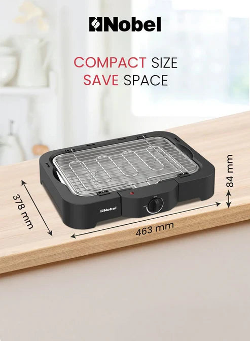 Nobel Electric Grill by My Store showing a compact countertop electric grill with a stainless steel finish and adjustable temperature control