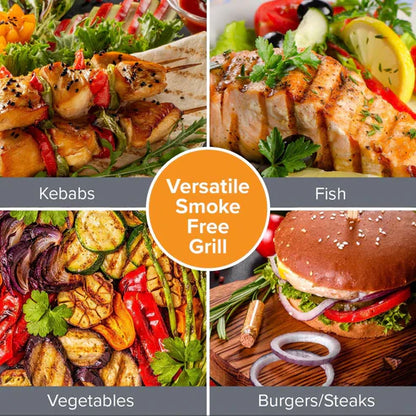 Nobel Electric Grill by My Store featuring a sleek stainless steel design, grilling surface, and control knobs for precise temperature.