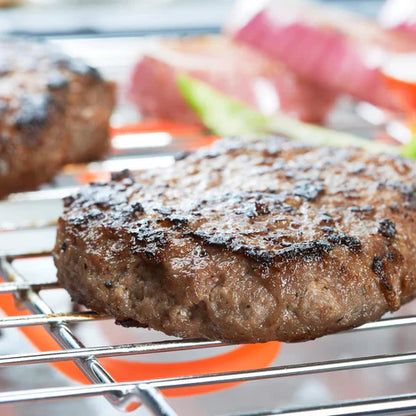 Nobel electric grill with black cooking surface and control knobs, ideal for indoor grilling and family meals